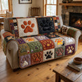 Halloween Paw Quilted Sofa Cover Fall Halloween Decor For Sofa Couch