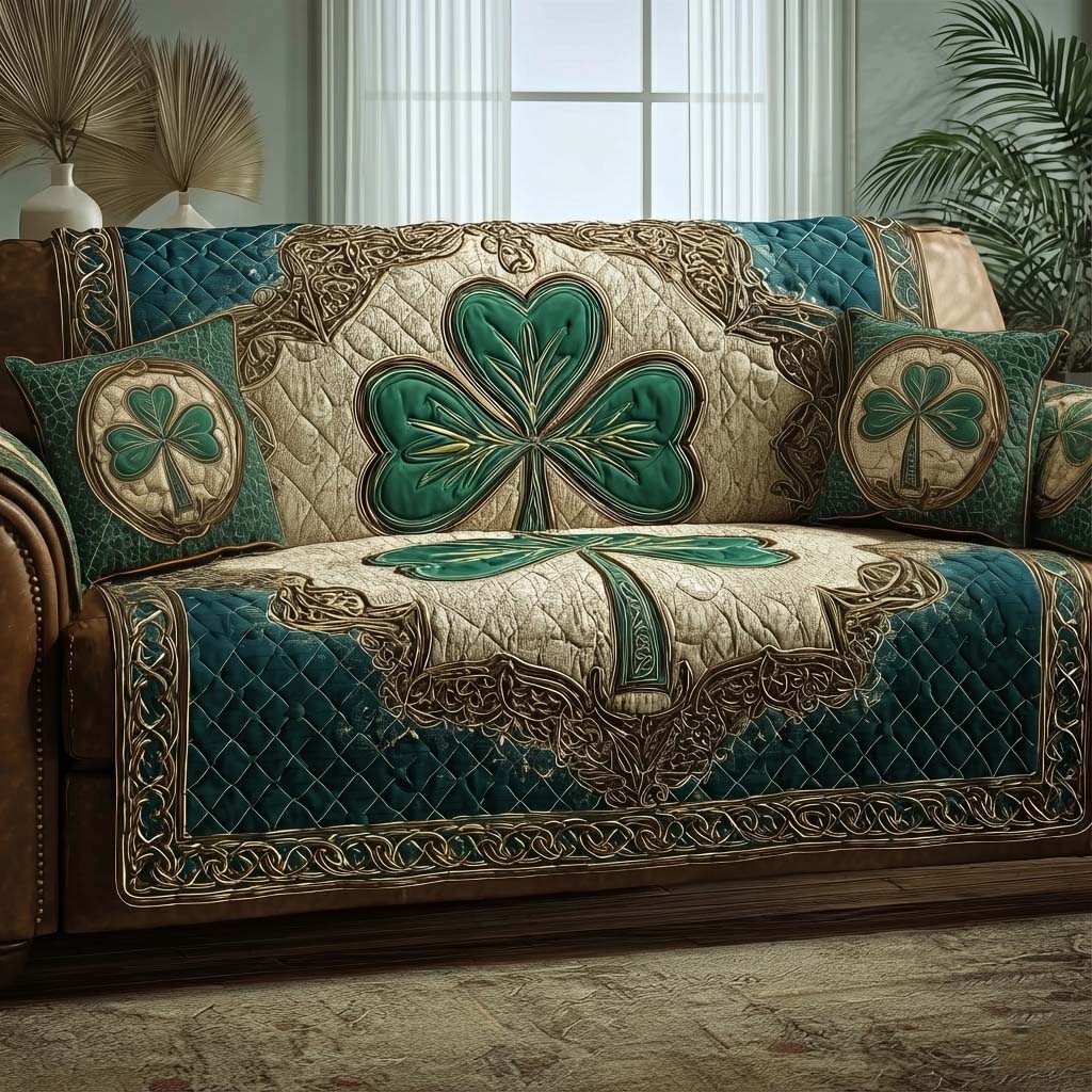 Emerald Beauty Quilted Sofa Cover Fall Halloween Decor For Sofa Couch