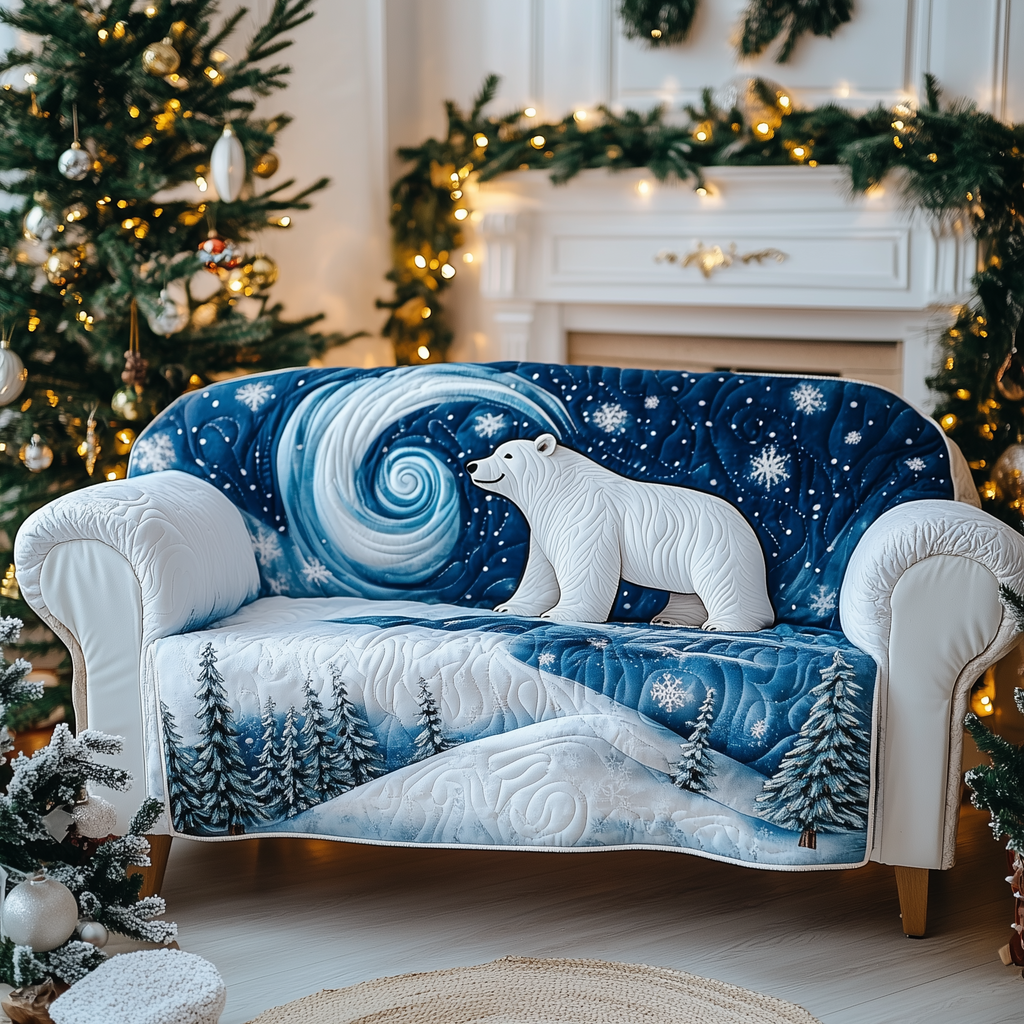 Polar Majesty Quilted Sofa Cover Fall Halloween Decor For Sofa Couch