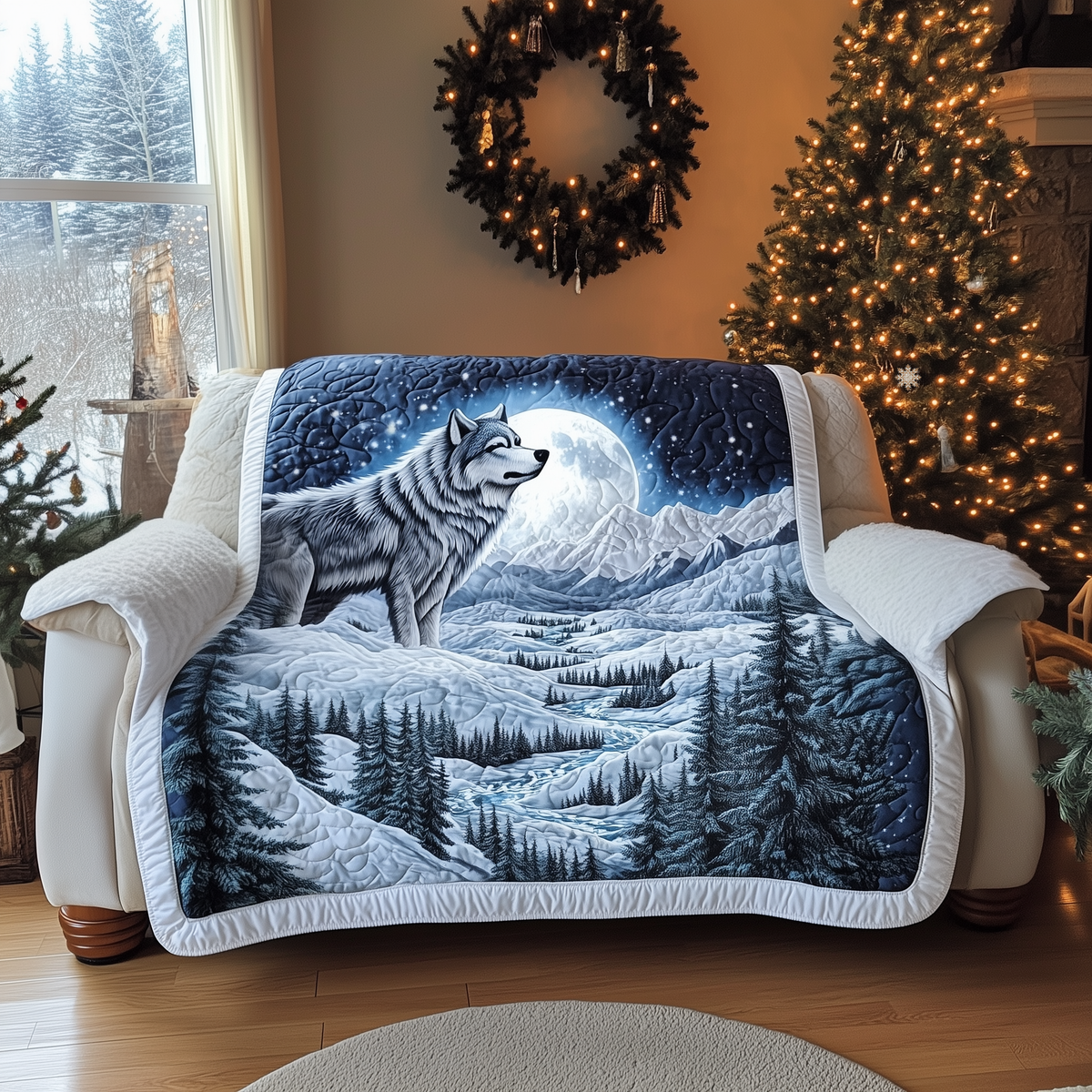 Glacier Howl Quilted Sofa Cover Fall Halloween Decor For Sofa Couch