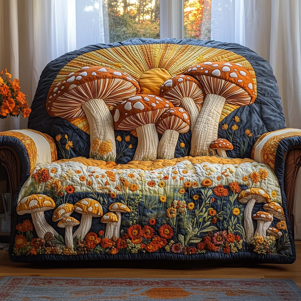 Mushroom Serenity Quilted Sofa Cover Fall Halloween Decor For Sofa Couch