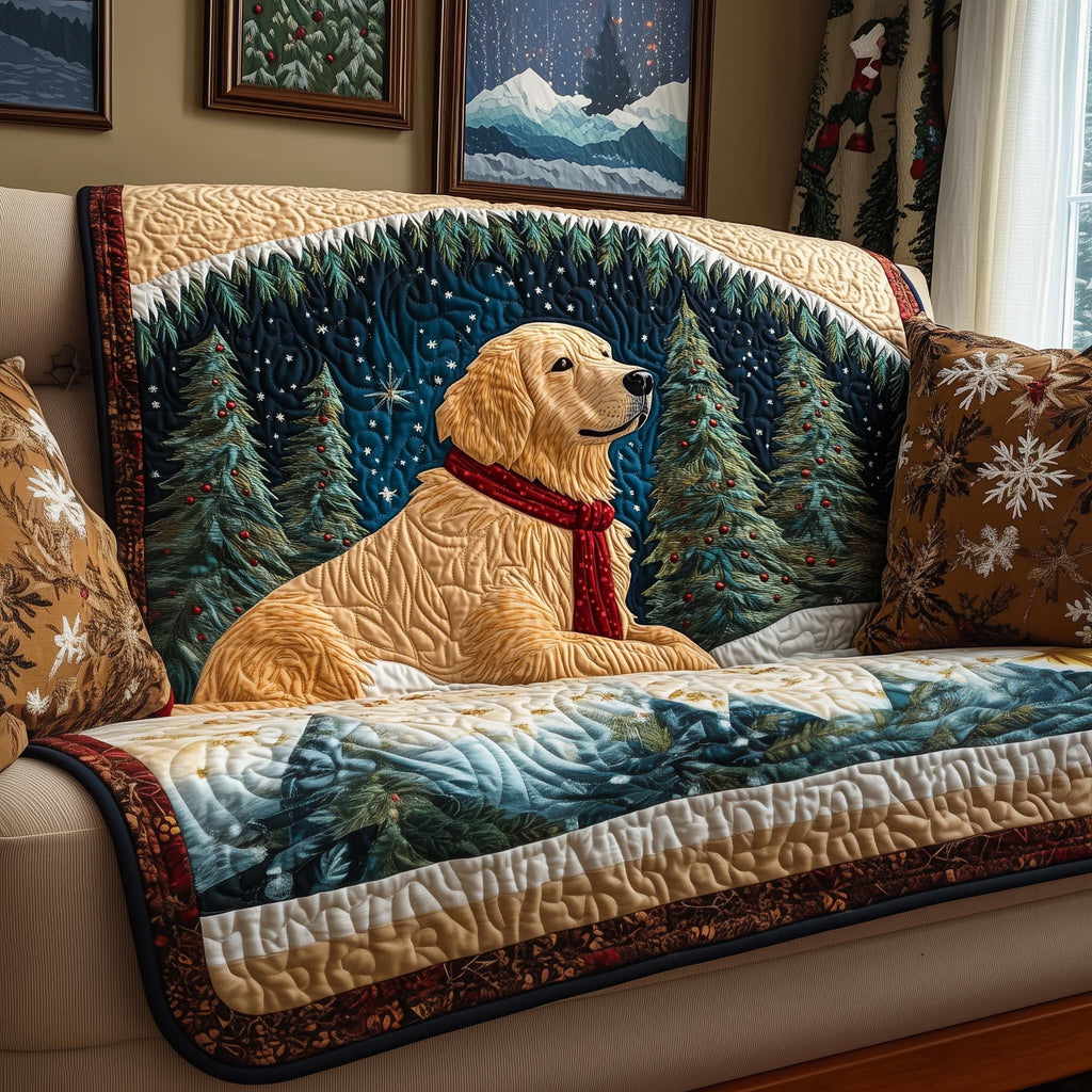 Forest Golden Quilted Sofa Cover Fall Halloween Decor For Sofa Couch