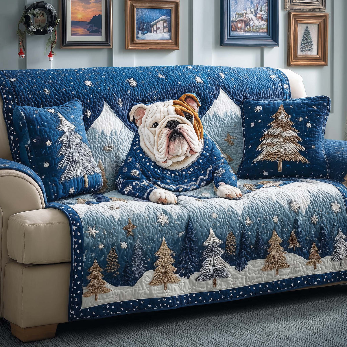 Snowy Sweater Quilted Sofa Cover Fall Halloween Decor For Sofa Couch