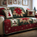 Poinsettia Bloom Quilted Sofa Cover Fall Halloween Decor For Sofa Couch