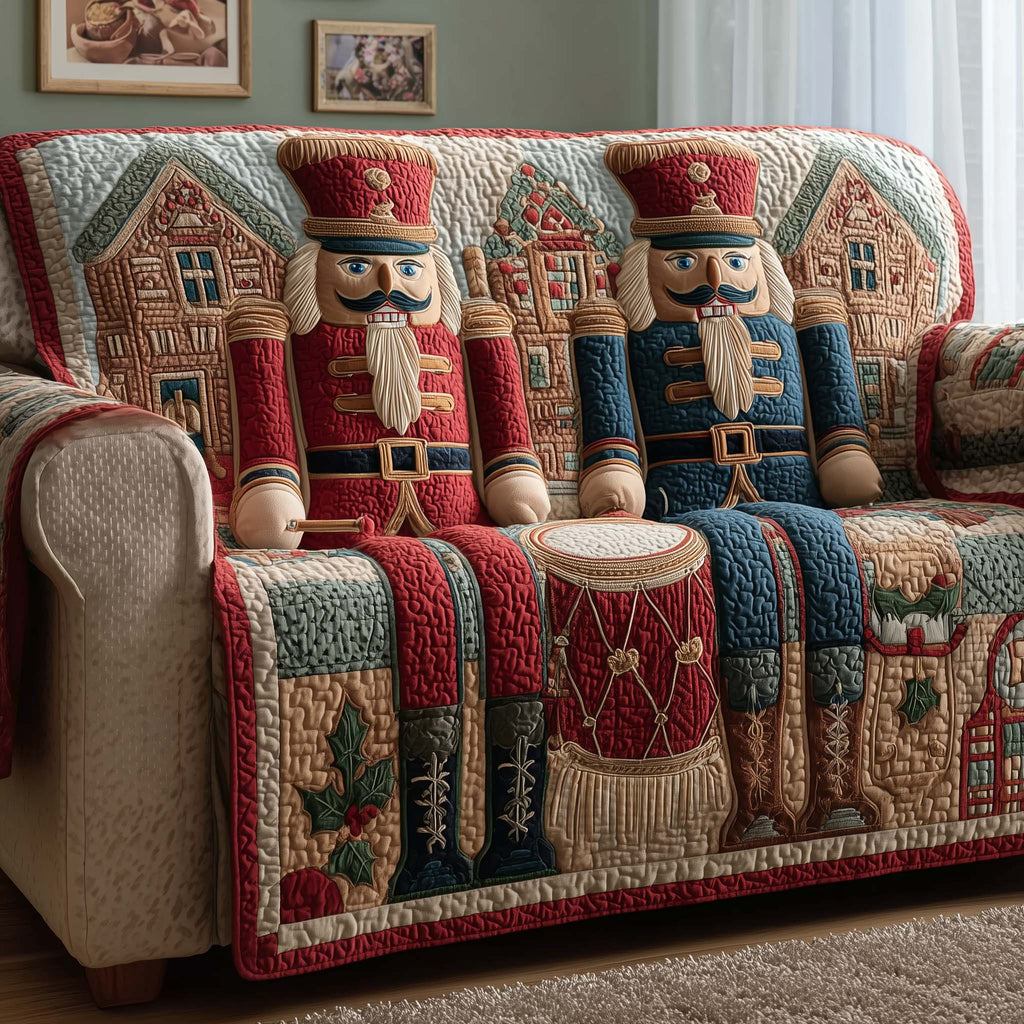 Drum Nutcracker Quilted Sofa Cover Fall Halloween Decor For Sofa Couch