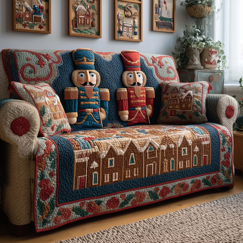 Twin Nutcracker Quilted Sofa Cover Fall Halloween Decor For Sofa Couch
