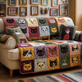 Patchwork Cats Quilted Sofa Cover Fall Halloween Decor For Sofa Couch