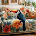 Floral Toucan Quilted Sofa Cover Fall Halloween Decor For Sofa Couch