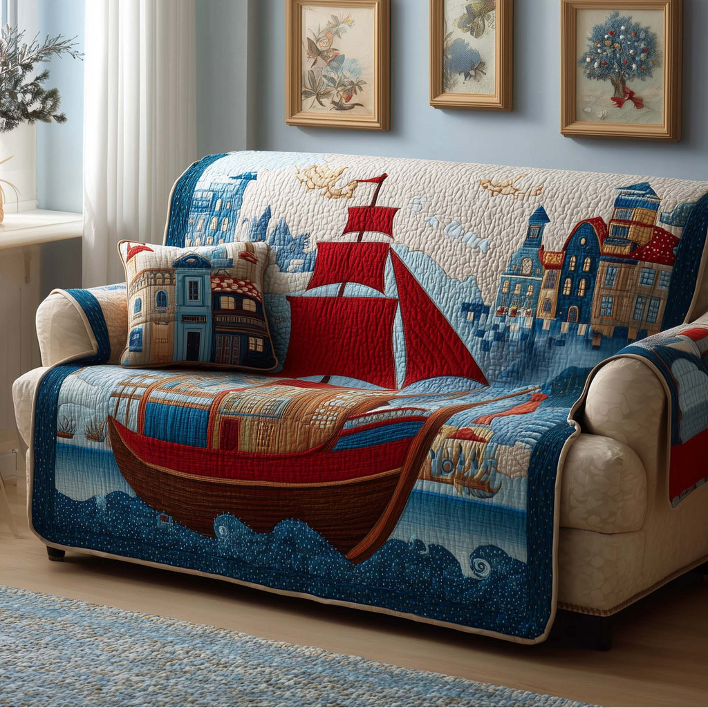 Red Harbor Quilted Sofa Cover Fall Halloween Decor For Sofa Couch