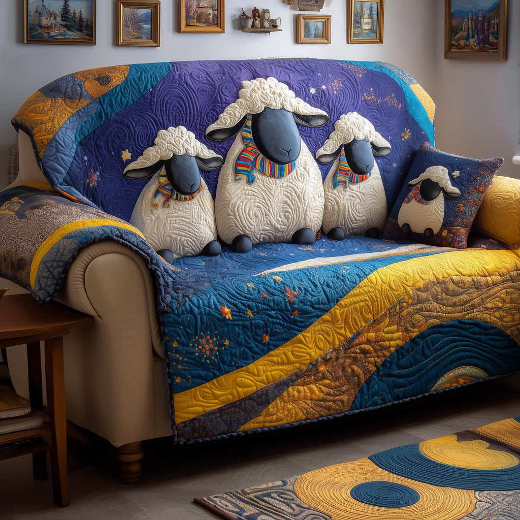 Starlit Sheep Quilted Sofa Cover Fall Halloween Decor For Sofa Couch