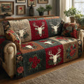 Crimson Antlers Quilted Sofa Cover Fall Halloween Decor For Sofa Couch