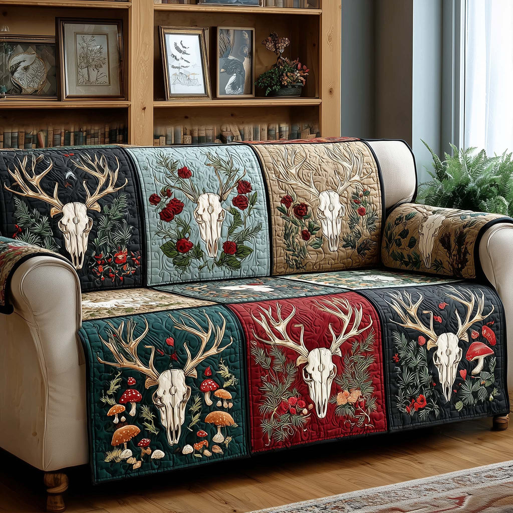 Crimson Forest Quilted Sofa Cover Fall Halloween Decor For Sofa Couch