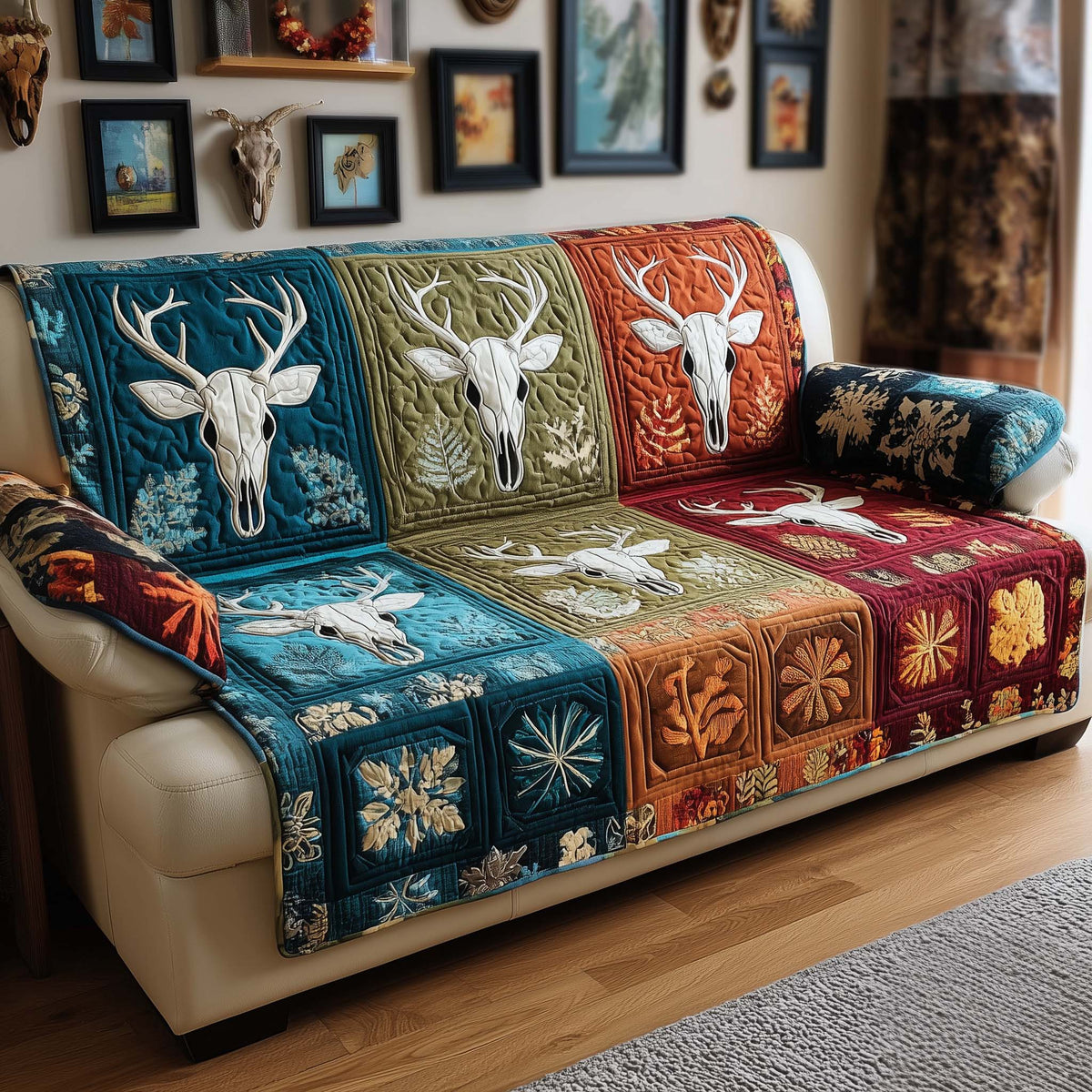 Woodland Patch Quilted Sofa Cover Fall Halloween Decor For Sofa Couch