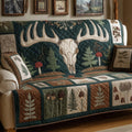 Teal Antlers Quilted Sofa Cover Fall Halloween Decor For Sofa Couch