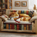 Book Cat Quilted Sofa Cover Fall Halloween Decor For Sofa Couch