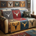 Patchwork Antlers Quilted Sofa Cover Fall Halloween Decor For Sofa Couch