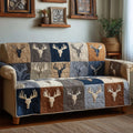 Rustic Antlers Quilted Sofa Cover Fall Halloween Decor For Sofa Couch