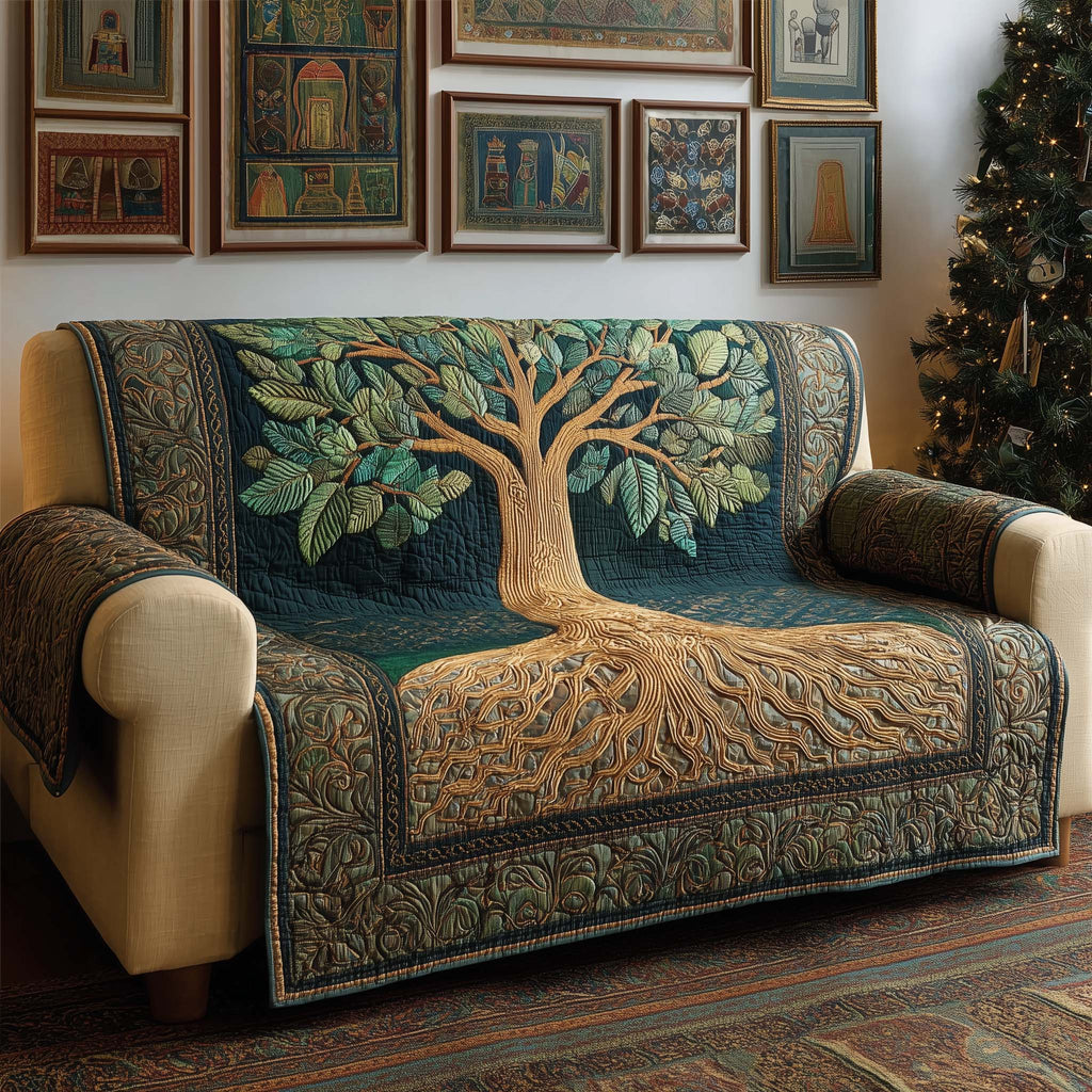 Mystic Tree Quilted Sofa Cover Fall Halloween Decor For Sofa Couch