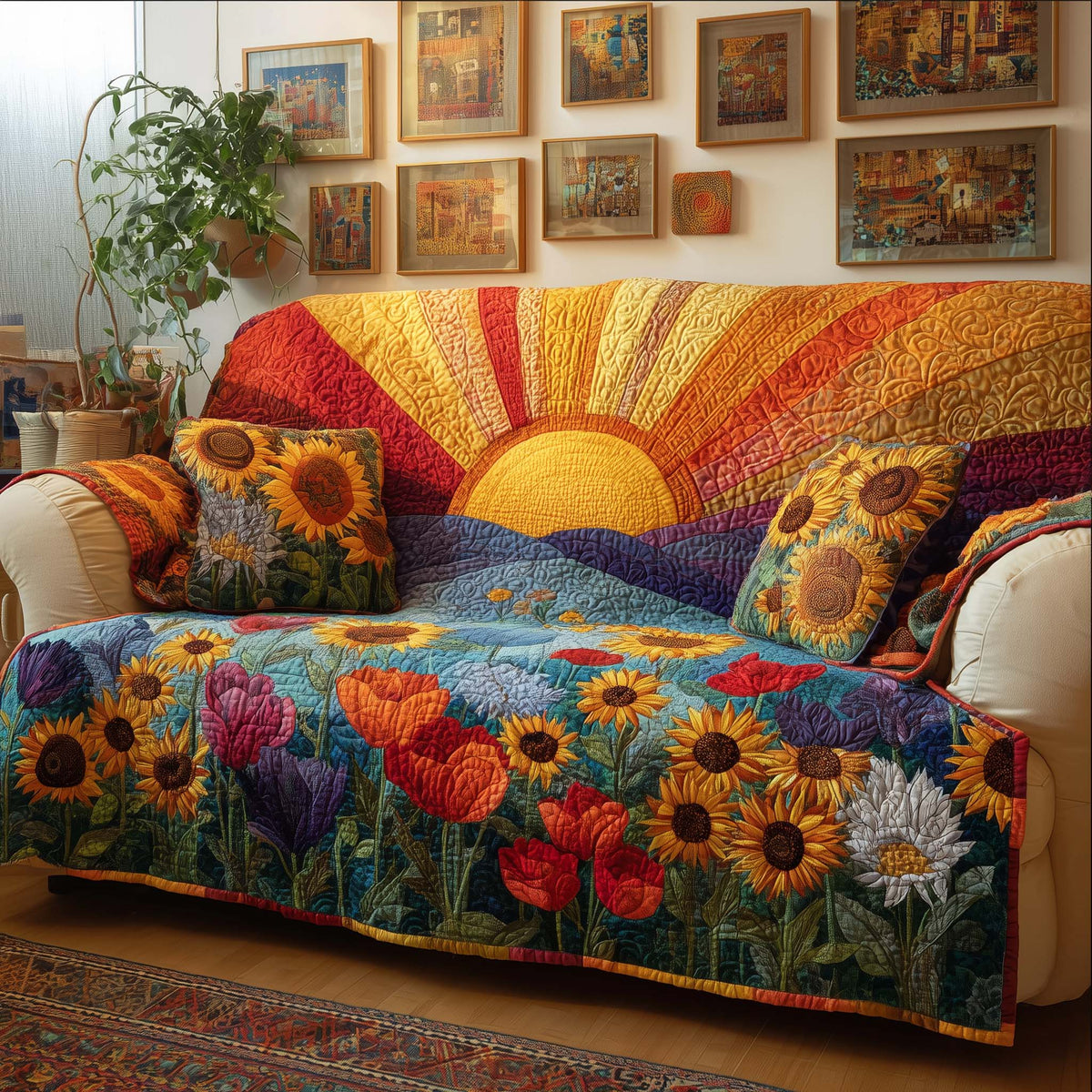 Radiant Meadow Quilted Sofa Cover Fall Halloween Decor For Sofa Couch