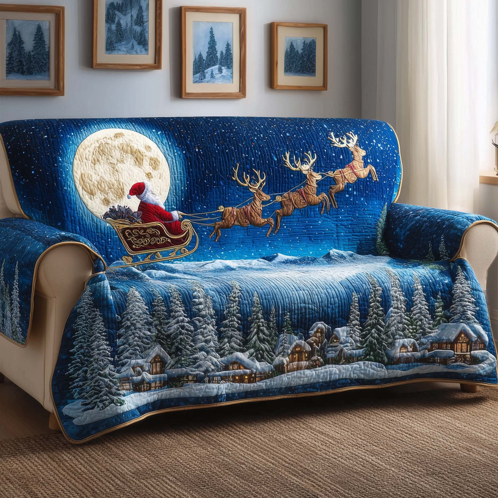 Moon Santa Quilted Sofa Cover Fall Halloween Decor For Sofa Couch