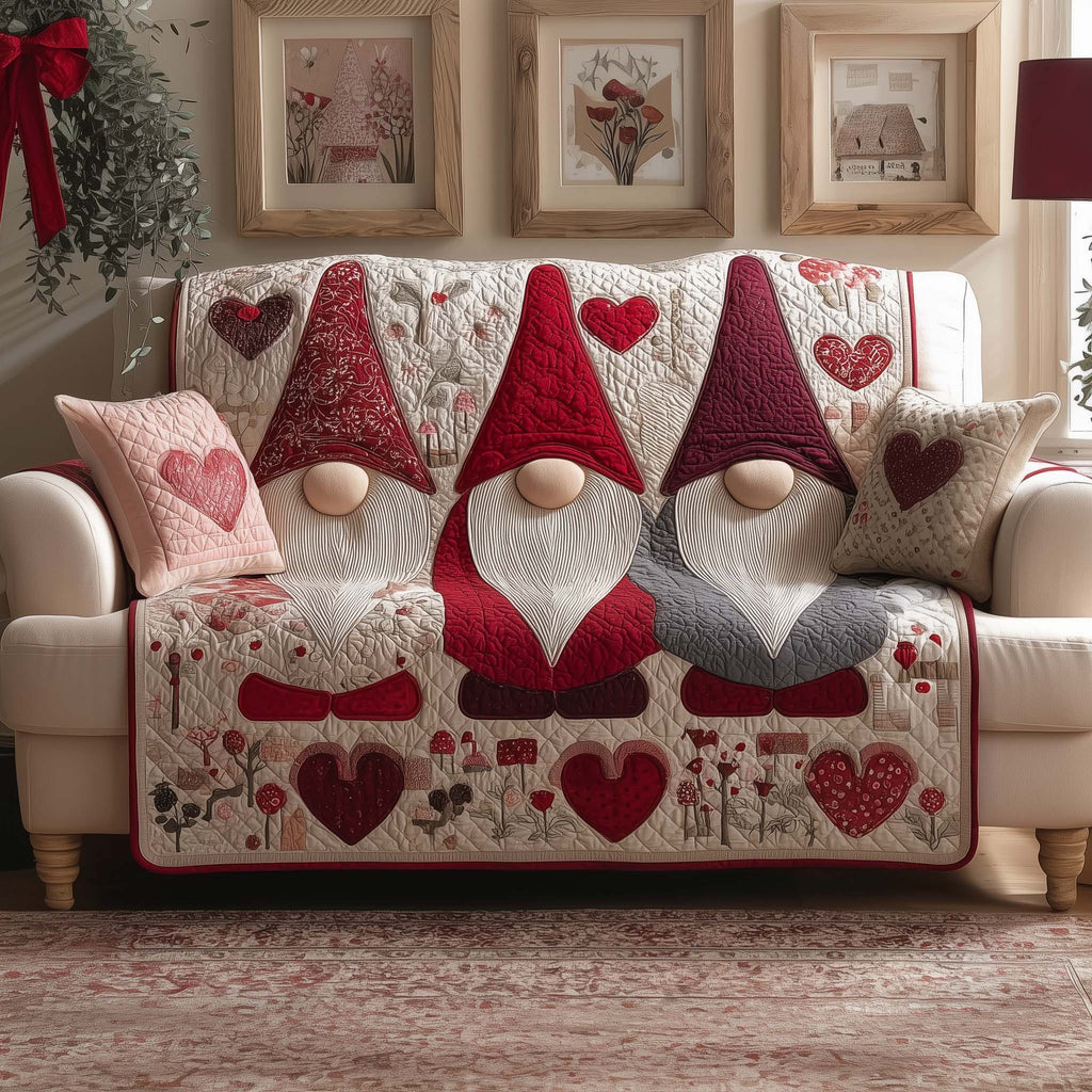 Gnome Trio Quilted Sofa Cover Fall Halloween Decor For Sofa Couch