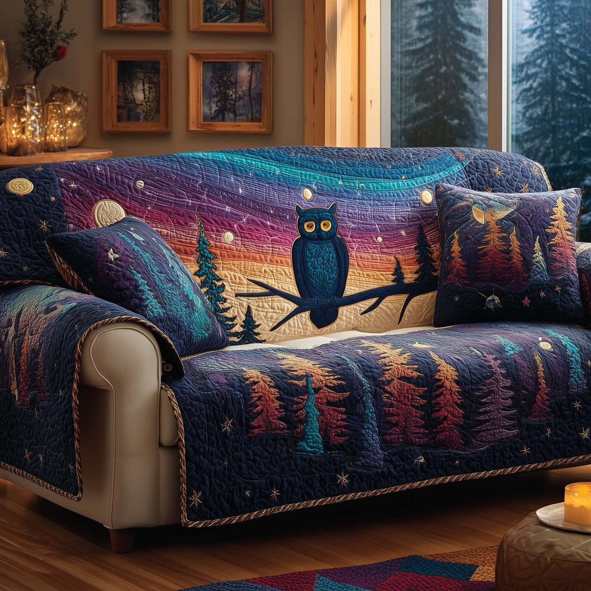 Aurora Owl Quilted Sofa Cover Fall Halloween Decor For Sofa Couch