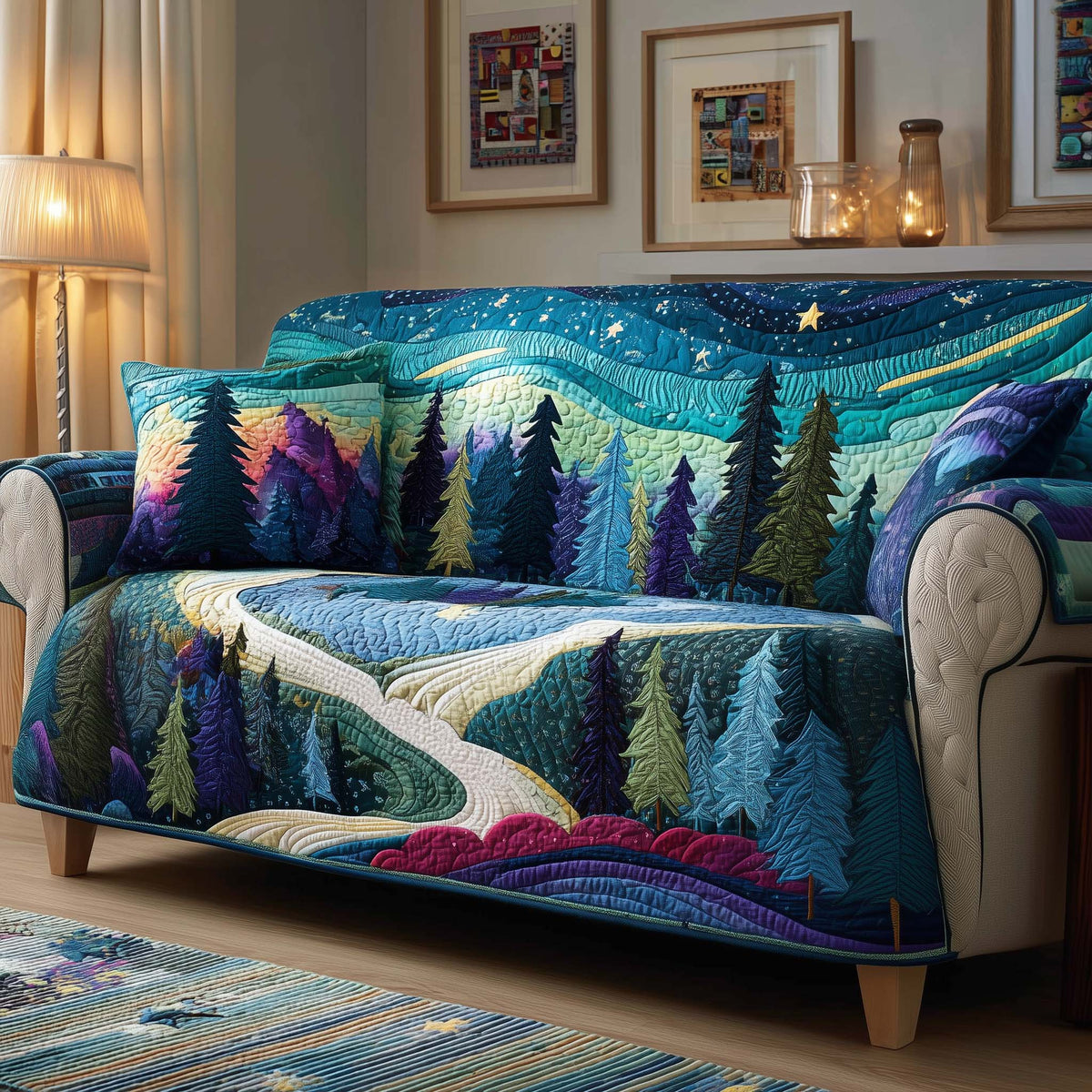 Aurora Forest Quilted Sofa Cover Fall Halloween Decor For Sofa Couch