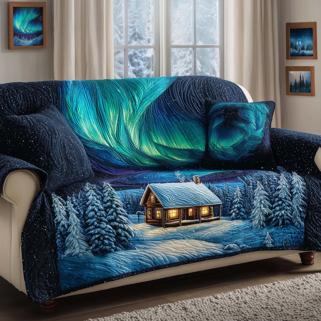 Northern Glow Quilted Sofa Cover Fall Halloween Decor For Sofa Couch