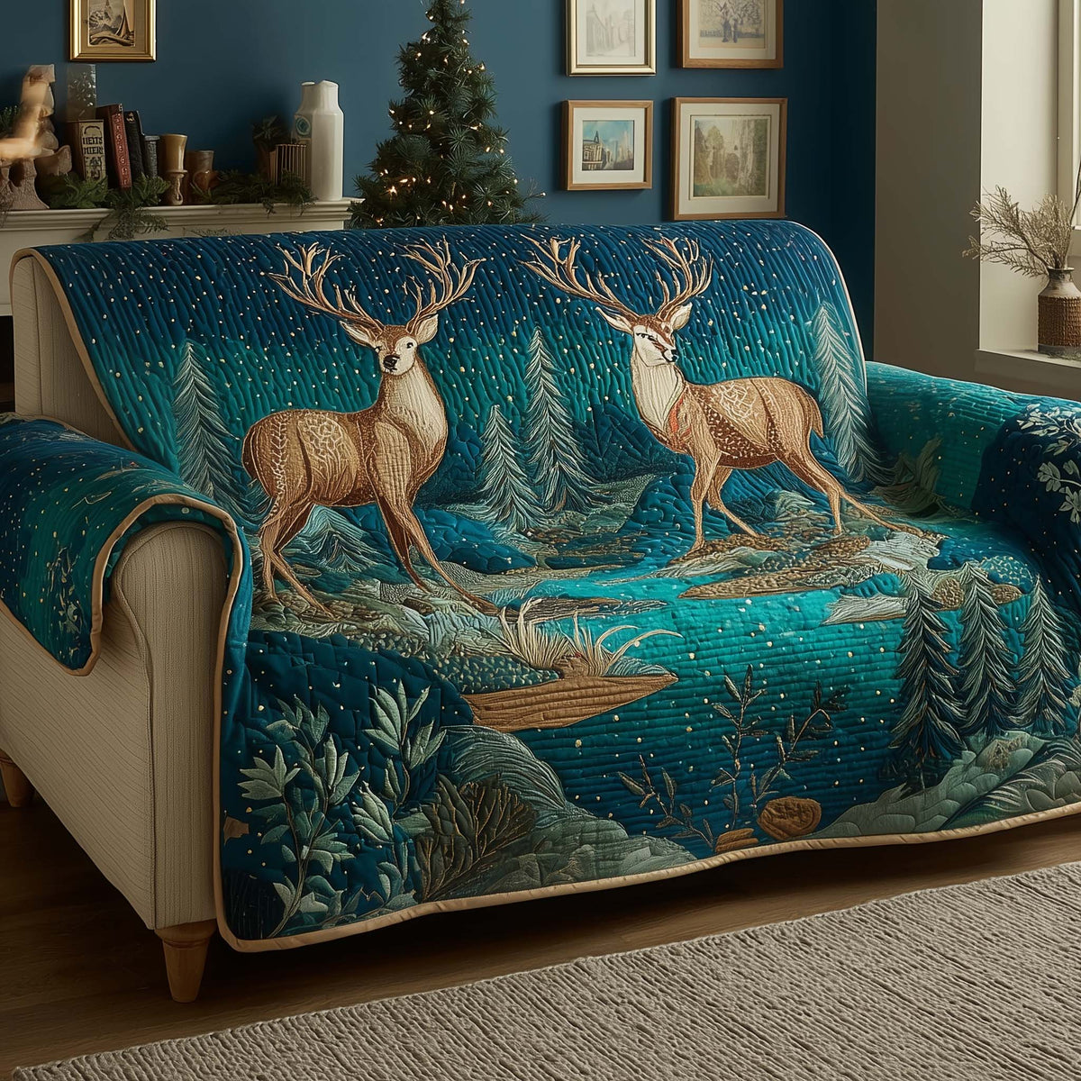 Winter Aurora Quilted Sofa Cover Fall Halloween Decor For Sofa Couch