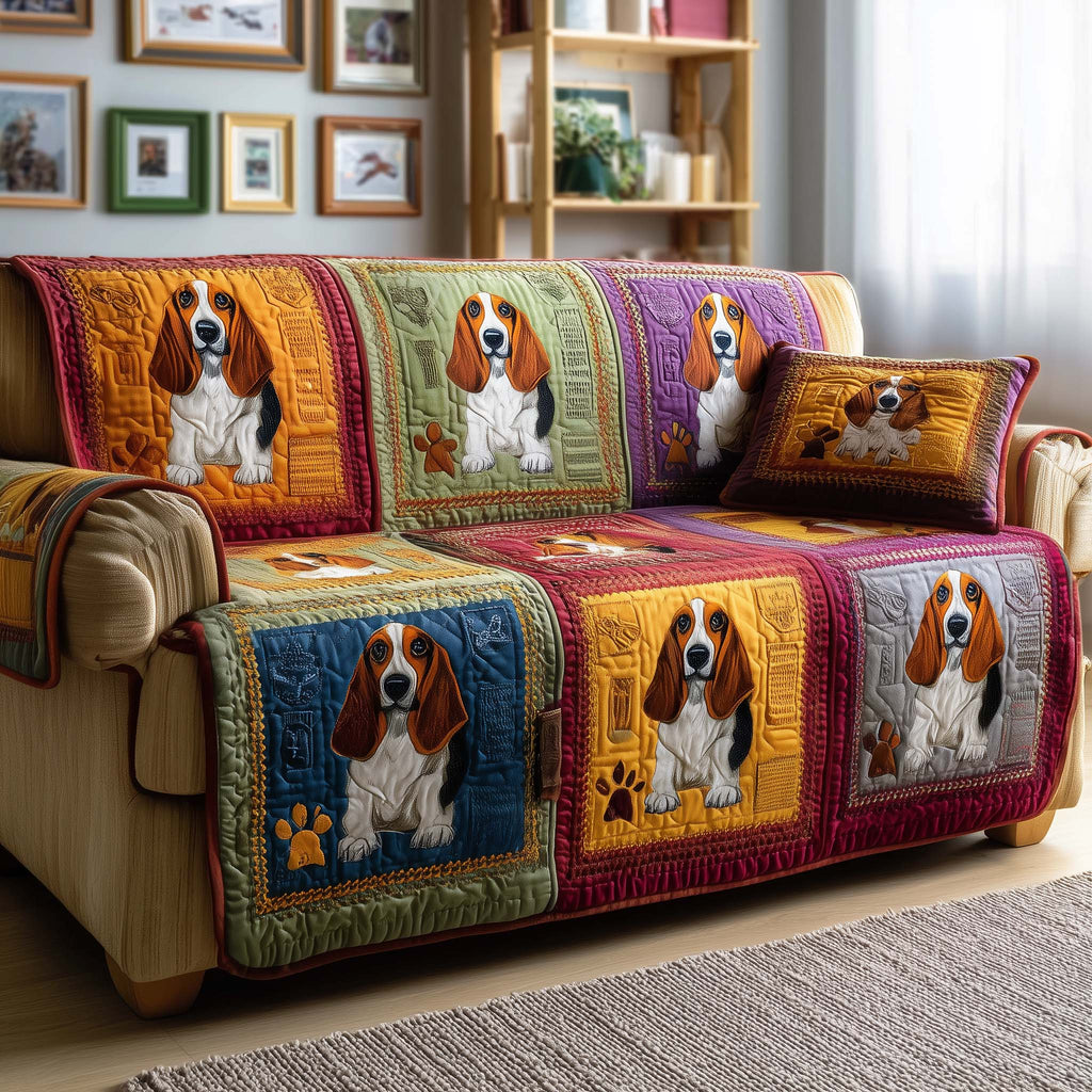 Cozy Basset Quilted Sofa Cover Fall Halloween Decor For Sofa Couch