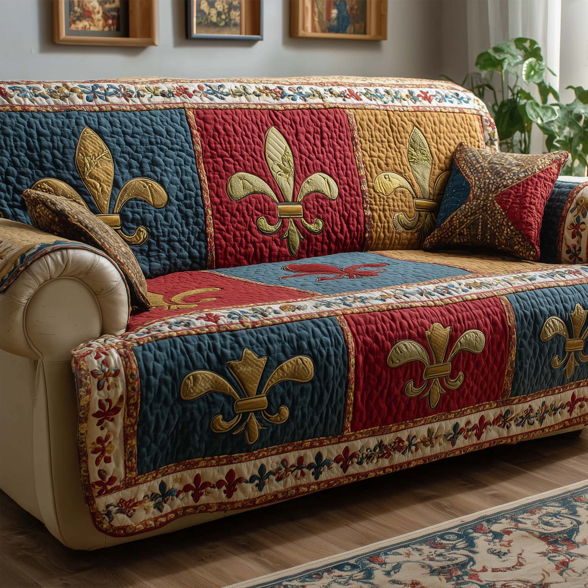Patch Fleur Quilted Sofa Cover Fall Halloween Decor For Sofa Couch