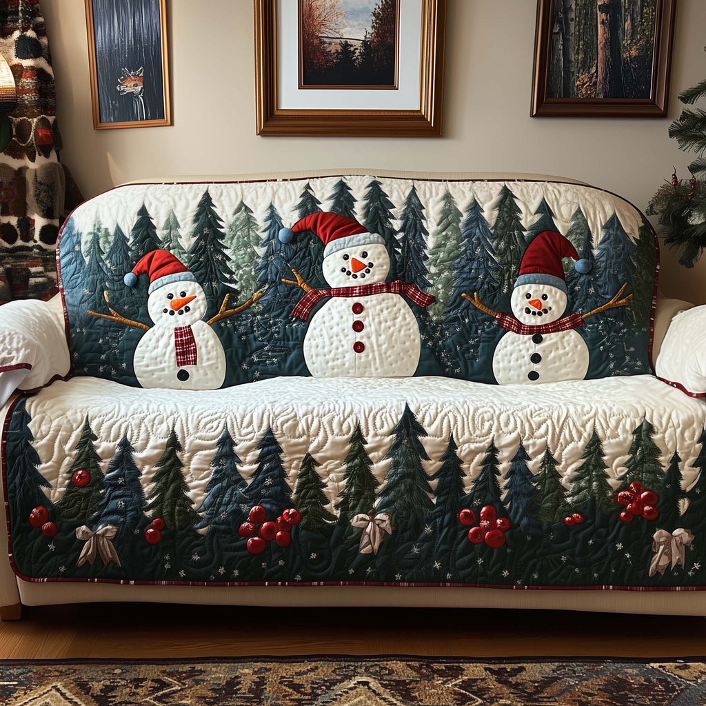 Snowman Quilted Sofa Cover Fall Halloween Decor For Sofa Couch