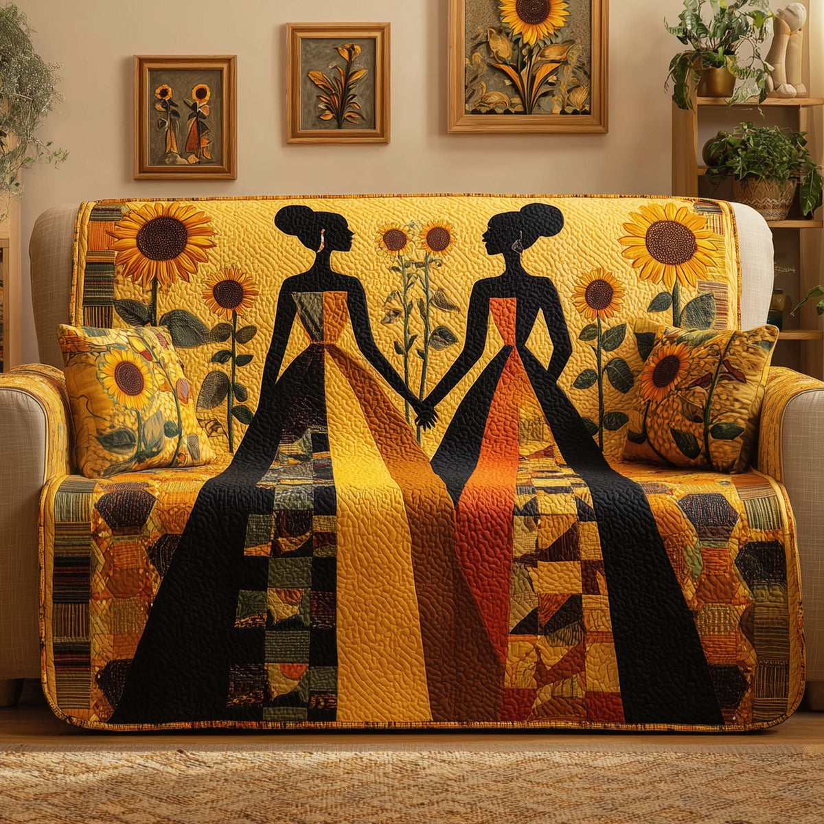 Sunflower Bond Quilted Sofa Cover Fall Halloween Decor For Sofa Couch