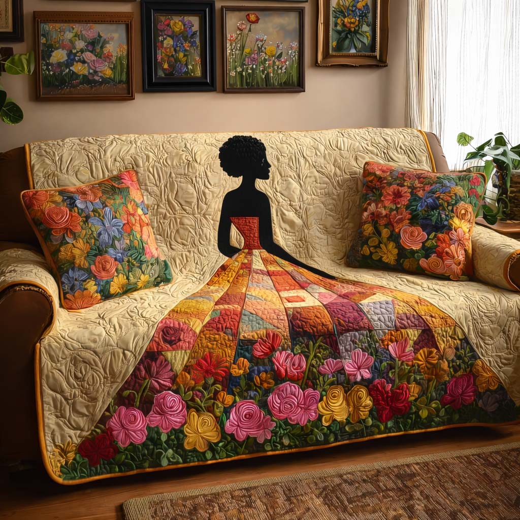 Floral Solace Quilted Sofa Cover Fall Halloween Decor For Sofa Couch