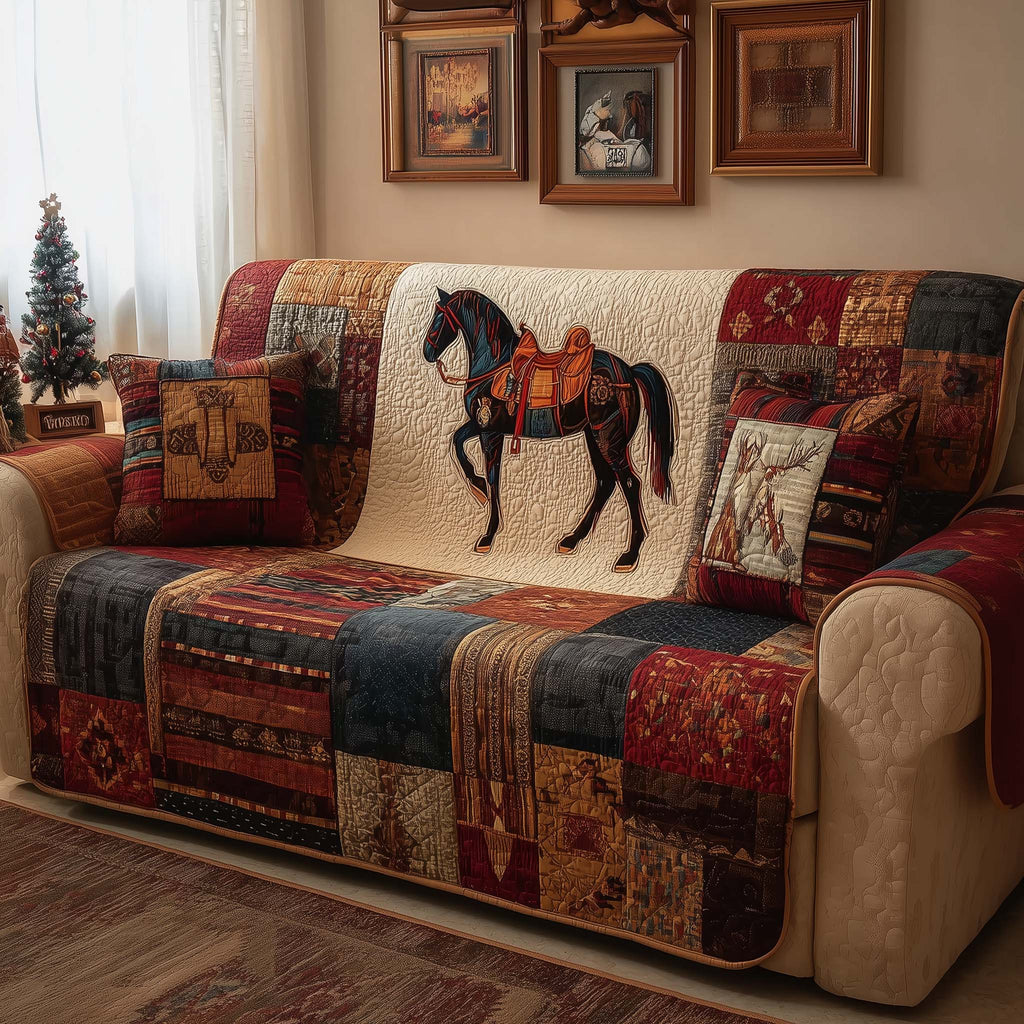 Saddled Ebony Quilted Sofa Cover Fall Halloween Decor For Sofa Couch