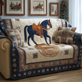 Midnight Saddle Quilted Sofa Cover Fall Halloween Decor For Sofa Couch