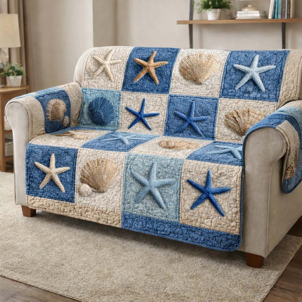 Starfish Tide Quilted Sofa Cover Fall Halloween Decor For Sofa Couch