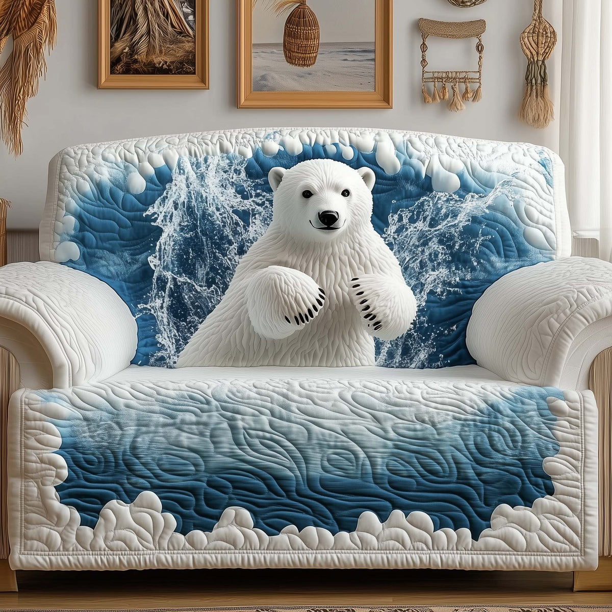 Polar Splash Quilted Sofa Cover Fall Halloween Decor For Sofa Couch