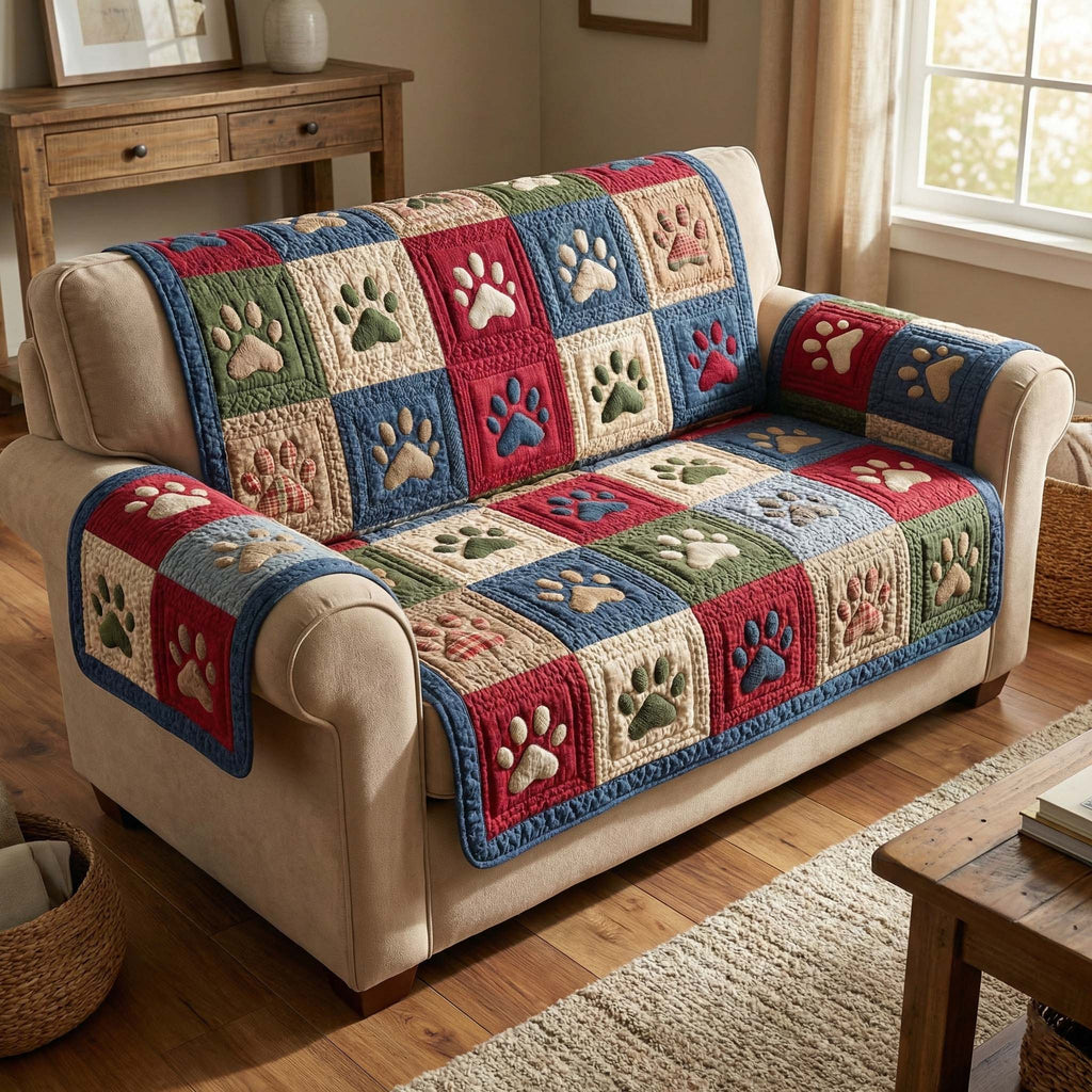 Classic Paws Quilted Sofa Cover Fall Halloween Decor For Sofa Couch