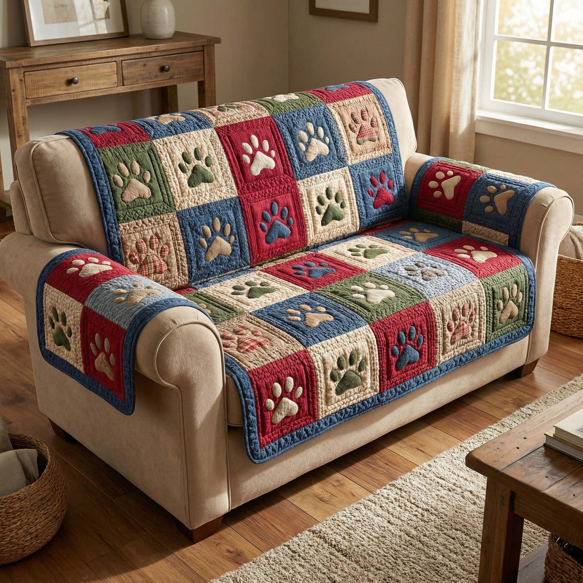 Classic Paws Quilted Sofa Cover Fall Halloween Decor For Sofa Couch