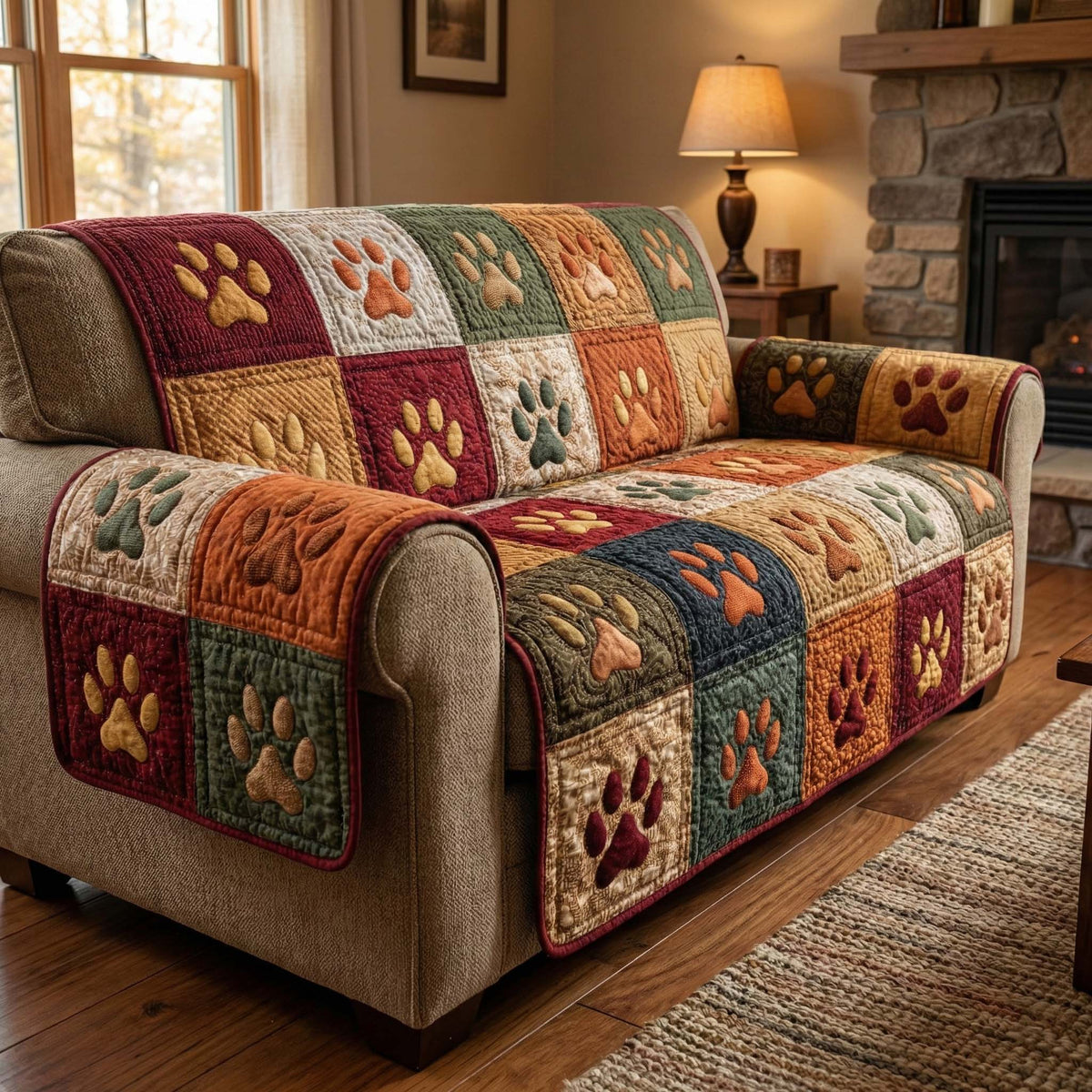 Autumn Paws Quilted Sofa Cover Fall Halloween Decor For Sofa Couch