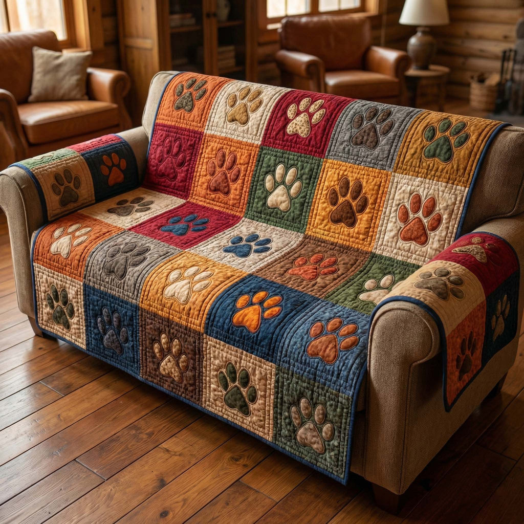 Warm Paws Quilted Sofa Cover Fall Halloween Decor For Sofa Couch