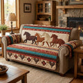 Frontier Horses Quilted Sofa Cover Fall Halloween Decor For Sofa Couch