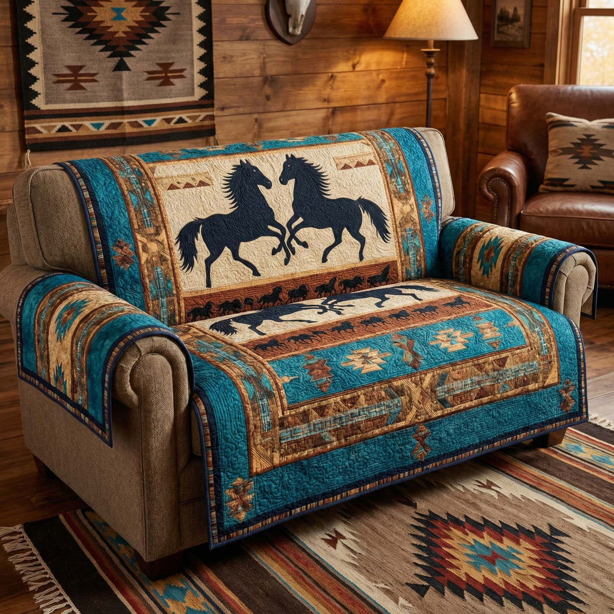 Twin Stallions Quilted Sofa Cover Fall Halloween Decor For Sofa Couch