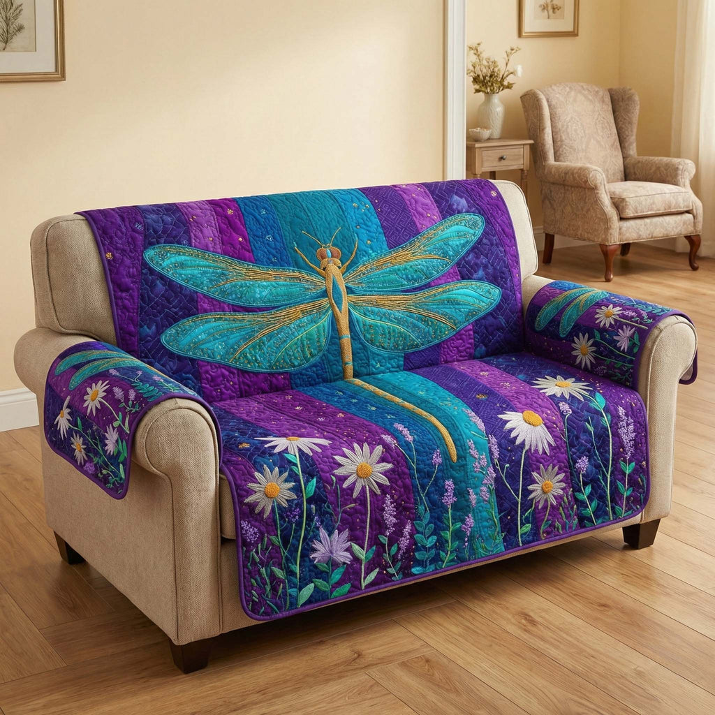 Twilight Dragonfly Quilted Sofa Cover Fall Halloween Decor For Sofa Couch