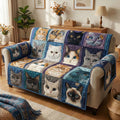 Blue Whiskers Quilted Sofa Cover Fall Halloween Decor For Sofa Couch