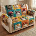 Floral Kittens Quilted Sofa Cover Fall Halloween Decor For Sofa Couch