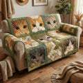 Curious Cats Quilted Sofa Cover Fall Halloween Decor For Sofa Couch