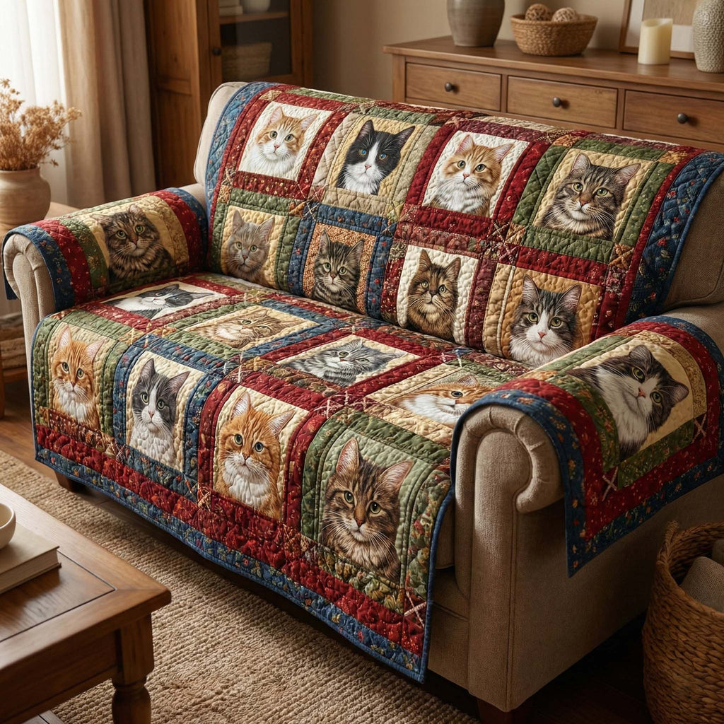 Cozy Patchwork Quilted Sofa Cover Fall Halloween Decor For Sofa Couch