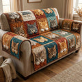 Sleepy Cats Quilted Sofa Cover Fall Halloween Decor For Sofa Couch
